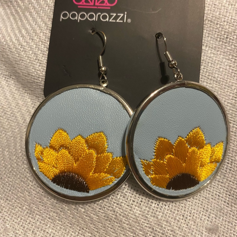 Paparazzi Yellow and Brown Floral Earrings